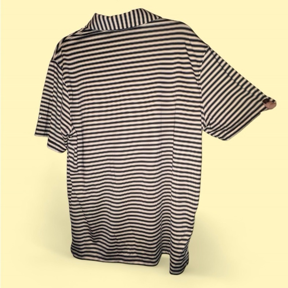MAELREG Men’s Golf Polo Striped Shirt Short Sleeve Black and Khaki Size Large - Picture 4 of 8